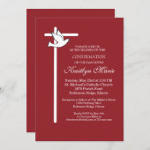 確認招待状ホワイトクロス&ドブオンレッド 招待状 (正面/裏面)