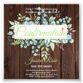 確認招待状ユーカリプトゥスグリーンリーブッジ フォトプリント           