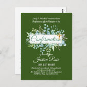 確認招待状ユーカリプトゥスグリーンリーブッジ ポストカード (正面/裏面)
