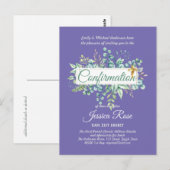 確認招待状ユーカリプトゥスグリーンリーブッジ ポストカード (正面/裏面)