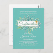 確認招待状ユーカリプトゥスグリーンリーブッジ ポストカード (正面/裏面)