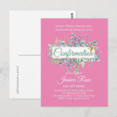 確認招待状ユーカリプトゥスグリーンリーブッジ ポストカード (正面/裏面)