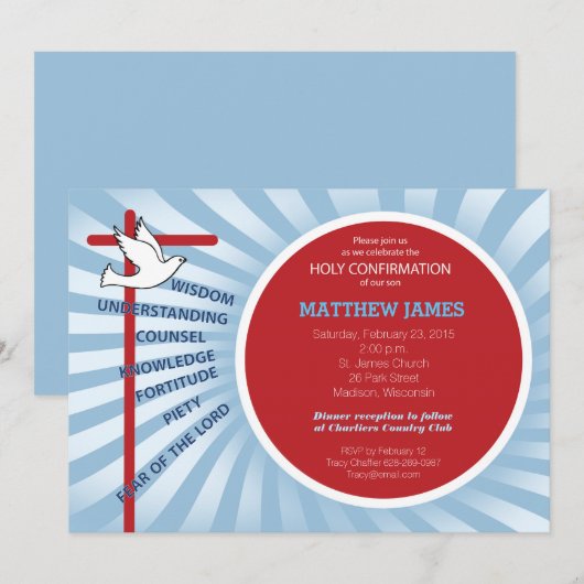 確認招待状赤青 招待状 (正面/裏面)