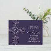 確認招待状、クロス、モノグラム；男の子または女の子 招待状 (スタンド正面)