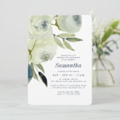 確認水モダン色の花葉 招待状 (スタンド正面)