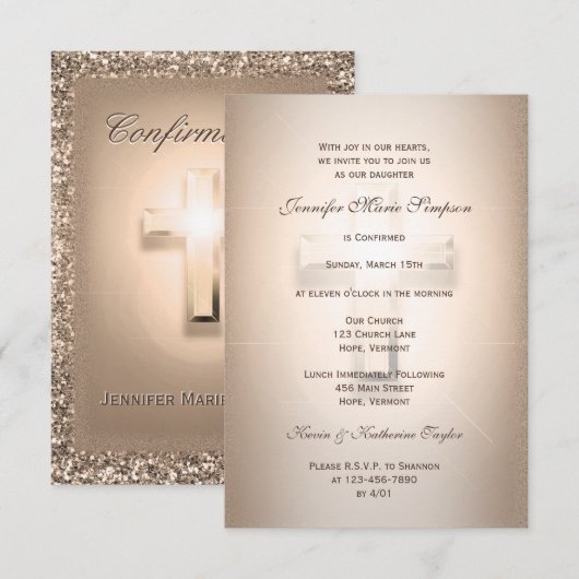 確認淡い色のバラクロス 招待状 (正面/裏面)