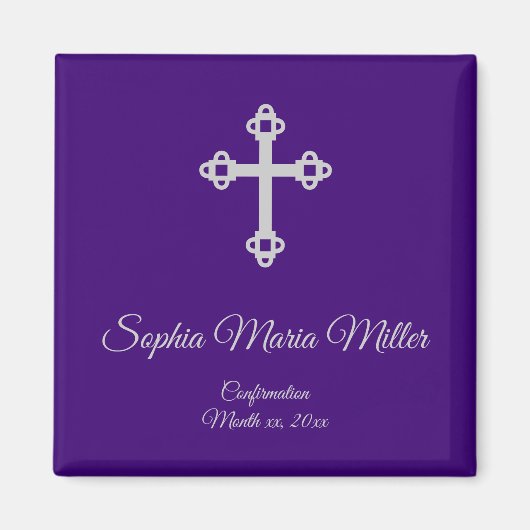 確認用クロスマグネット – 紫と銀 マグネット (正面)