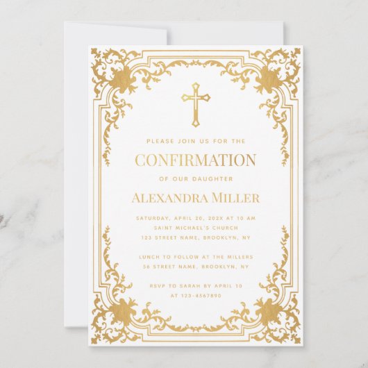 確認用フェイク金箔ヴィンテージエレガント 招待状 (正面)