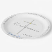 確認用ボーイブルーネームシルバークロス ペーパープレート (アングル)