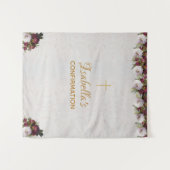 確認用背景 大理石 ゴールド バーガンディー ピオニー タペストリー (正面(横))