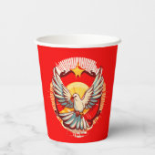 確認白ハト赤い赤い炎カスタム 紙コップ (裏面)