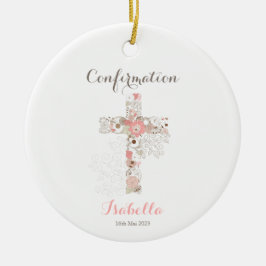 確認白色フローラ十字 セラミックオーナメント