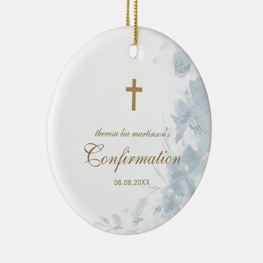 確認繊細なブルーウォーター色フローラクロス セラミックオーナメント (右)