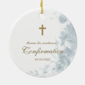 確認繊細なブルーウォーター色フローラクロス セラミックオーナメント (裏面)