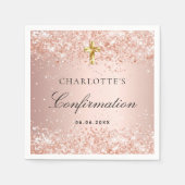 確認赤面バラ金ゴールドグリッター名ガール スタンダードカクテルナプキン (正面)