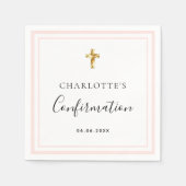 確認赤面バラ金ゴールドホワイトネームgirl スタンダードカクテルナプキン (正面)