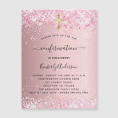 確認赤面ピンクグリッターガールラグジュアリー マグネット招待状 (正面)