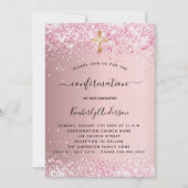 確認赤面ピンクグリッターガールラグジュアリー 招待状 (正面)