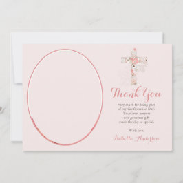 確認赤面ピンクフローラクロスガールフォト サンキューカード