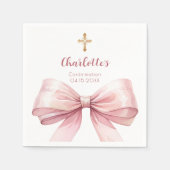 確認赤面ピンクボウクロスカール スタンダードカクテルナプキン (正面)