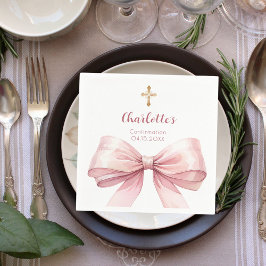 確認赤面ピンクボウクロスカール スタンダードカクテルナプキン