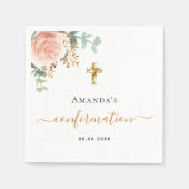 確認赤面フローラバラ金ゴールドユーカリ スタンダードカクテルナプキン (正面)