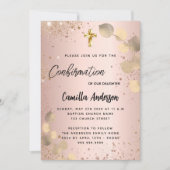 確認赤面ユーカリ金ゴールドグリッター 招待状 (正面)