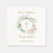 確認金ゴールドクロスフローラガーランド スタンダードカクテルナプキン (正面)