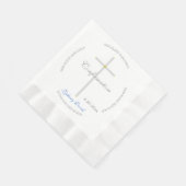 確認銀クロスボーイブルー名 縁ありランチョンナプキン (角)