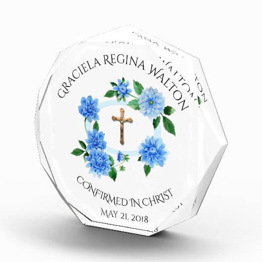 確認青フローラリース十字架 フォトブロック (右)