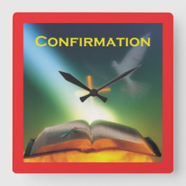 確認鳩、バイブル、クロス スクエア壁時計