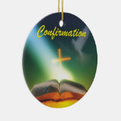 確認鳩、バイブル、クロス セラミックオーナメント (右)