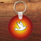 確認鳩(金ゴールド、赤い光線) キーホルダー (正面)