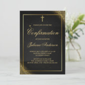 確認黒と金ゴールド エレガント 招待状 (スタンド正面)