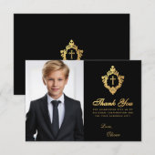 確認黒金ゴールドクレストエレガントボーイフォト サンキューカード (正面/裏面)