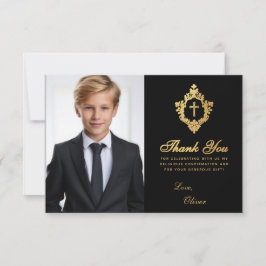 確認黒金ゴールドクレストエレガントボーイフォト サンキューカード