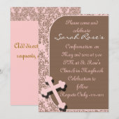 確認 ピンクのダマスクガールズへの招待状 招待状 (正面/裏面)