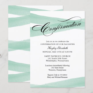 確認、ミントグリーンウォーター色招待状 招待状