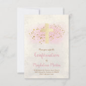 確認 | 偽物のグリッターとピンクの水彩 招待状 (正面)