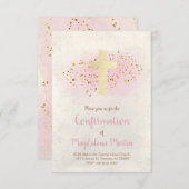 確認 | 偽物のグリッターとピンクの水彩 招待状 (正面/裏面)