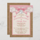 確認 | 印刷されたリボン & チャーム | 麻 | レース 招待状 (正面/裏面)