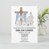 確認 祝賀 水彩 ハト 十字架 招待状 (スタンド正面)