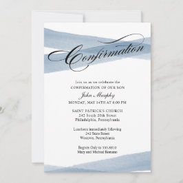 確認、青モダン水色招待状 招待状