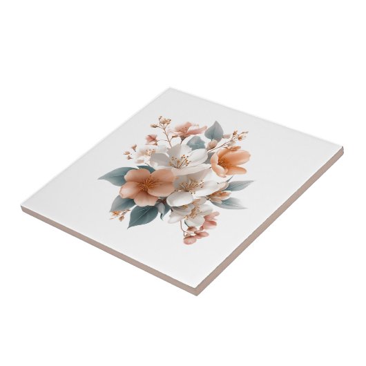 🌸 磁器と花の華麗なるコラボ 🌿✨ タイル (側面)