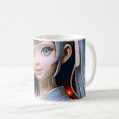 磁器のアニメ少女 ランタンライトの下で コーヒーマグカップ (正面右)