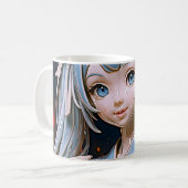 磁器のアニメ少女 ランタンライトの下で コーヒーマグカップ (正面左)