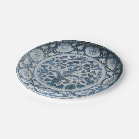 磁器の中国人のMingの青および白くフェイクなchinois ペーパープレート (アングル)