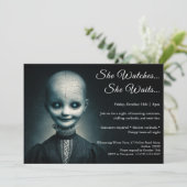 磁器の人形ハロウィーンの衣装パーティの招待状 招待状 (スタンド正面)