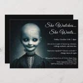 磁器の人形ハロウィーンの衣装パーティの招待状 招待状 (正面/裏面)