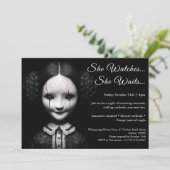 磁器の人形ハロウィーンの衣装パーティの招待状 招待状 (スタンド正面)